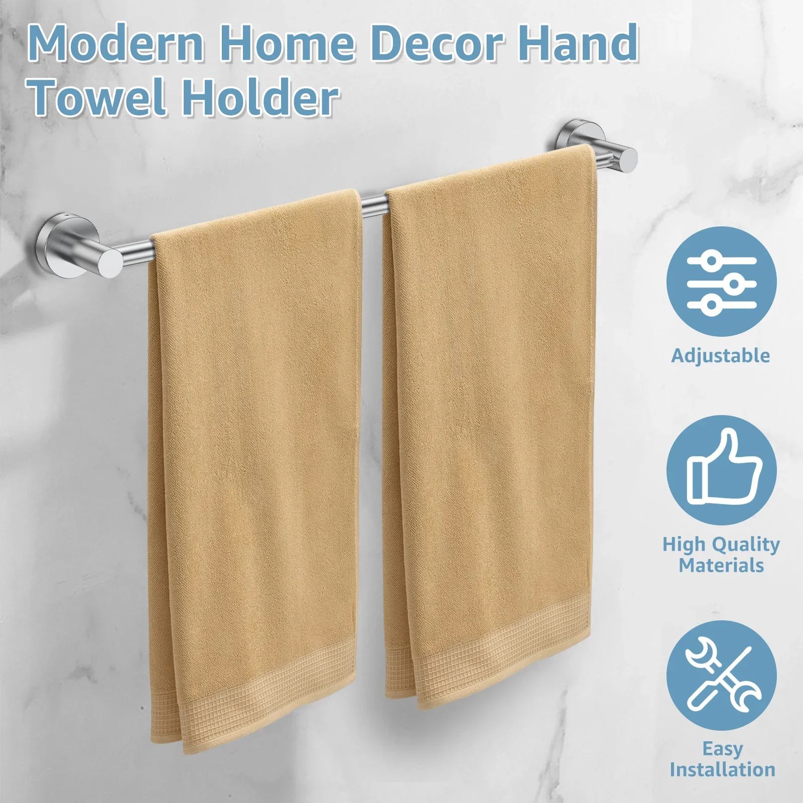 Adjustable Stainless Steel Retractable Towel Bar Wall Mounted Space-Saving Towel Holder
