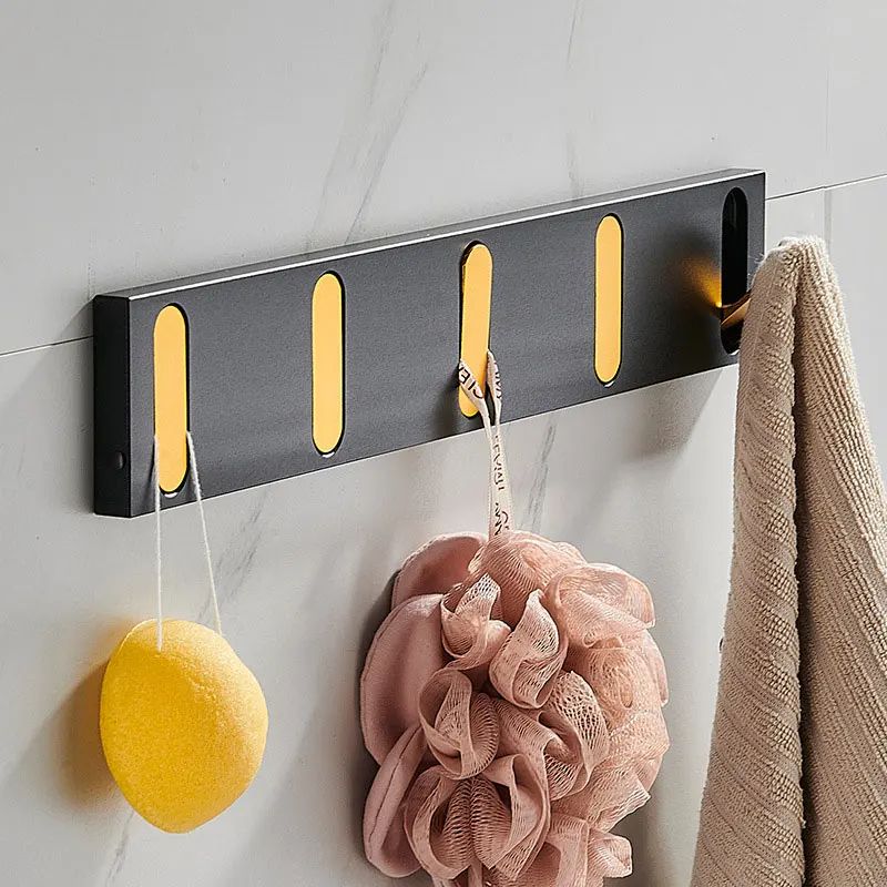 FlexHide Invisible Folding Wall Hooks – Space Aluminum Self-Closing Coat & Towel Hanger
