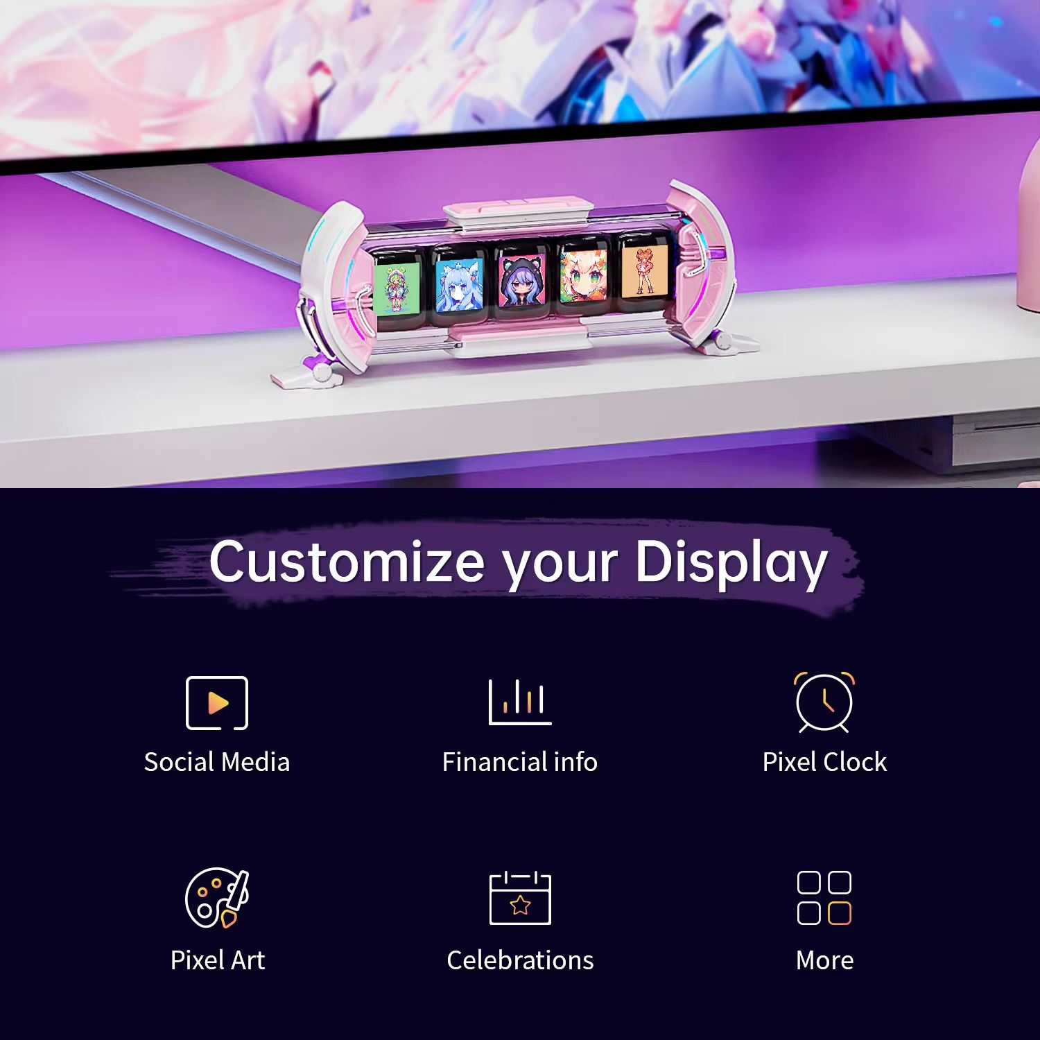 Divoom Times Gate Smart Pixel Clock – App-Controlled Digital Display with Weather, Stocks & Gaming Widgets