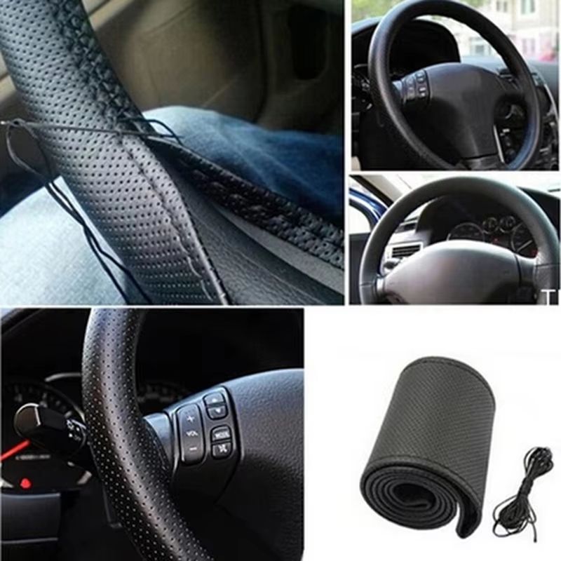 DIY Car Steering Wheel Cover Kit in Artificial Leather With Needle & Braid Thread