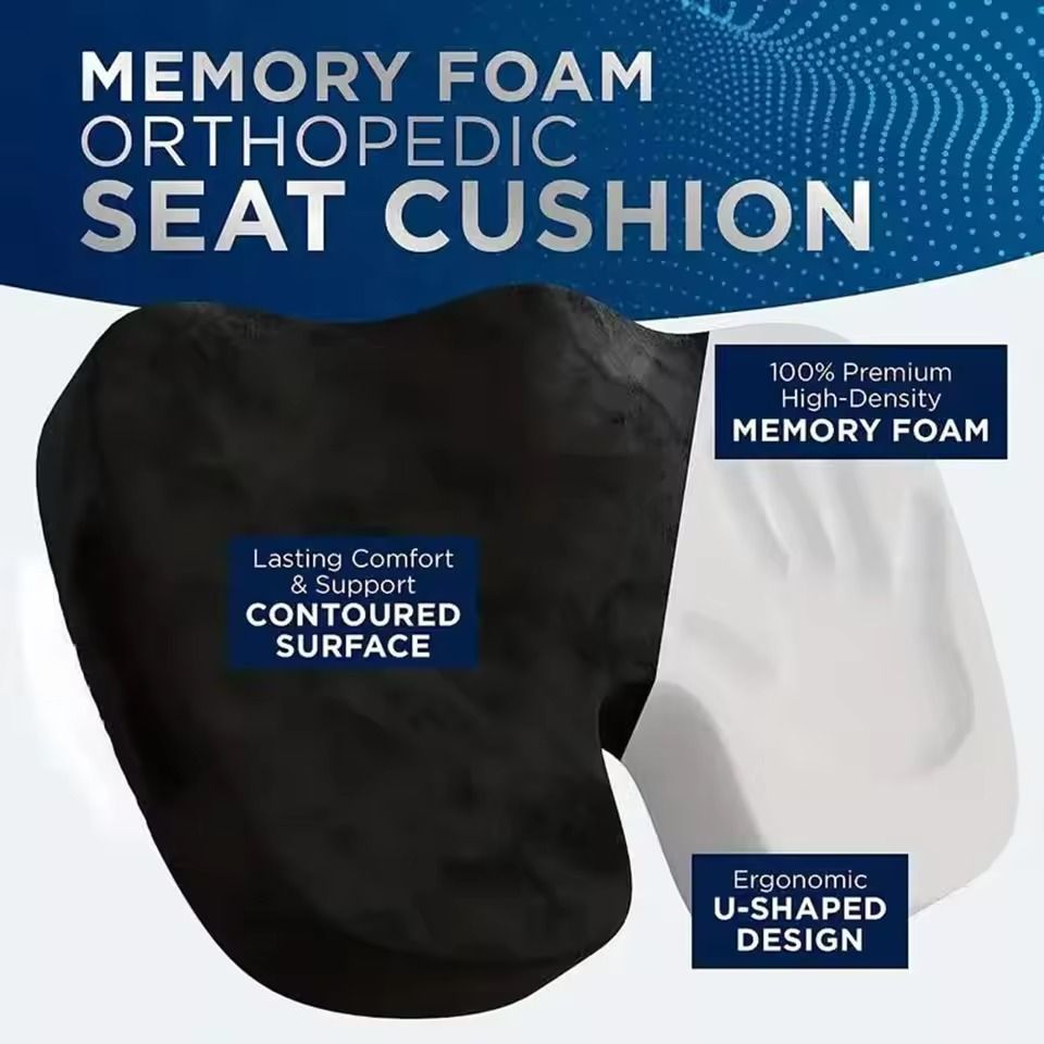 Memory Foam U Shaped Orthopedic Seat Cushion for Travel and Office