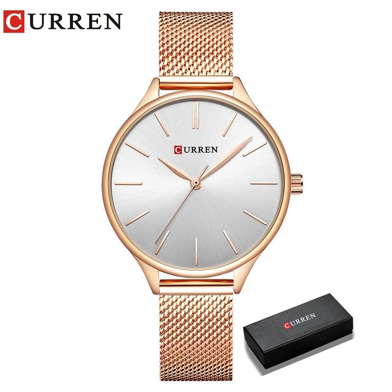 Elegant Matte Dial Mesh Strap Watch – Luxury Stainless Steel Japanese Quartz Timepiece with Premium Display Box