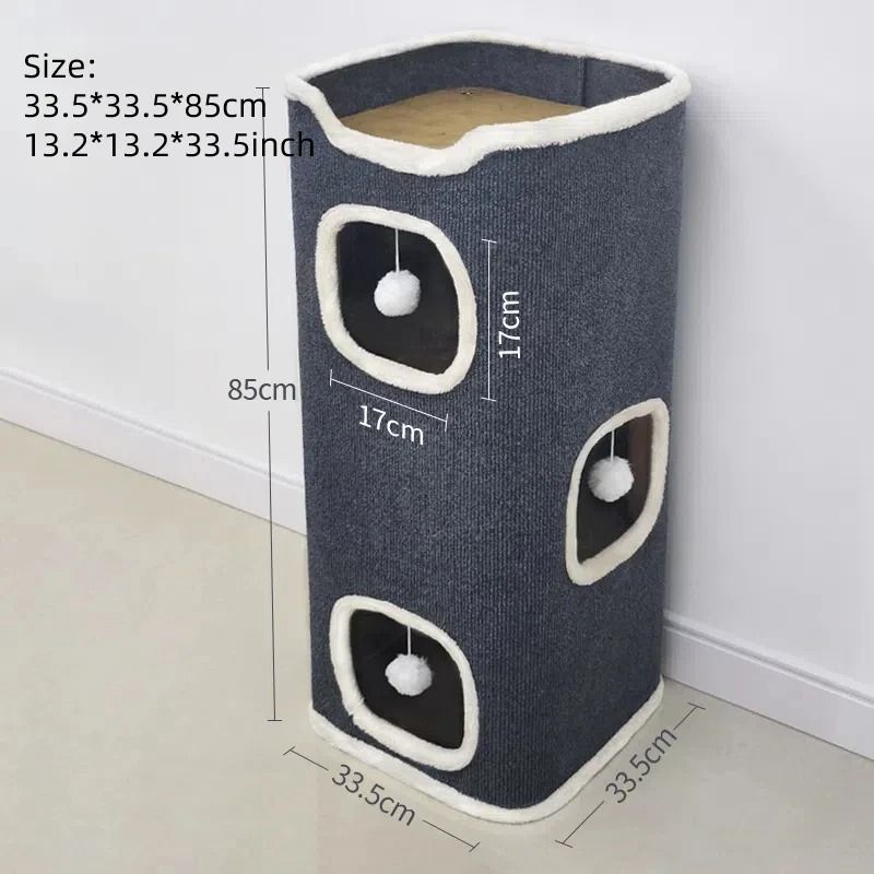 Luxury 3-Tiers Covered Cat Bed and Winter Pet Cave