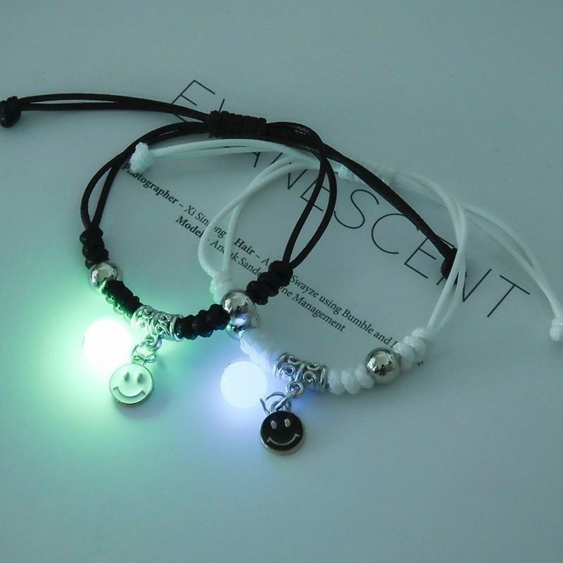 Luminous Moon Star Couple Bracelets: 2PC/Set Adjustable Rope, Matching Love Gifts & Fashion Jewelry