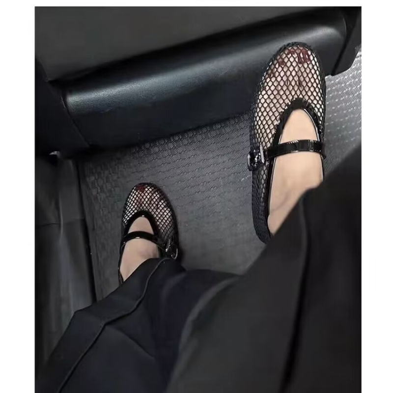 Fashion Women Mesh Sandals Hollow Out Flats, Retro Comfort Shallow Mouth Beach Shoes Female Casual Slippers