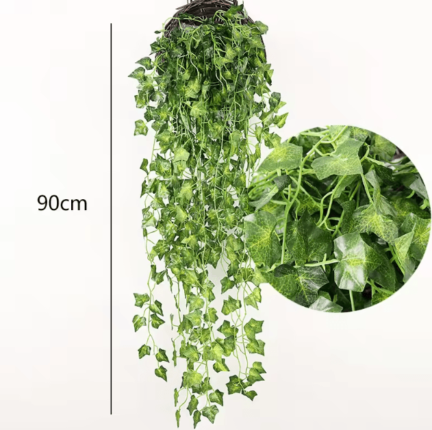 Artificial Hanging Ivy Basket Vine – Lush Green Rattan Garland Decor for Home & Events
