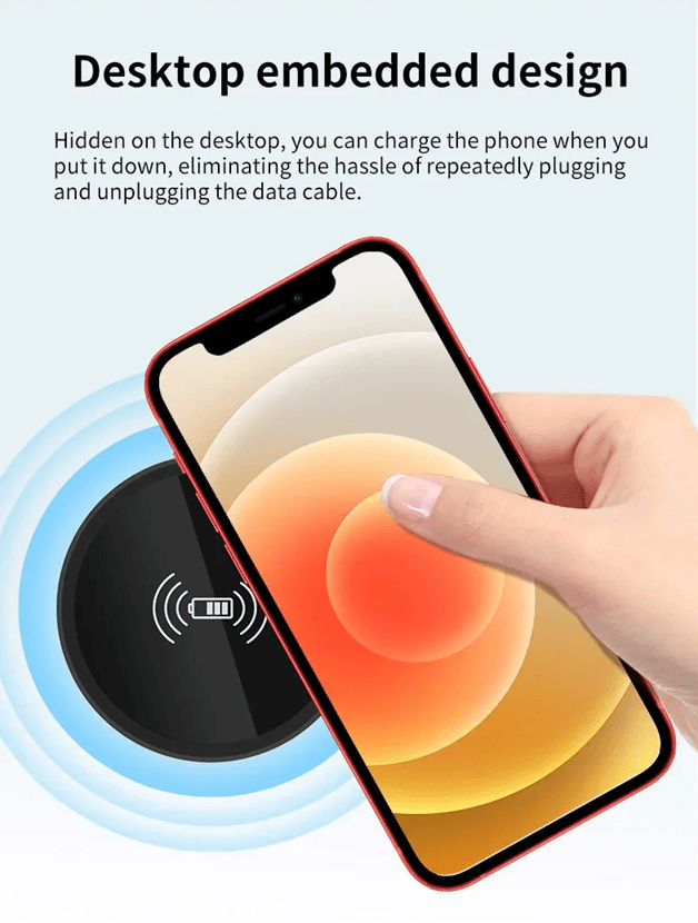 Embedded Fast Wireless Desk Charger Compact Inductive Charging Pad