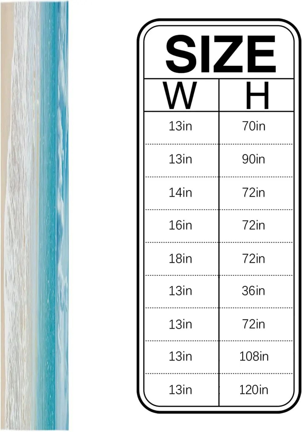 Summer Ocean Beach Linen Table Runner | Coastal Sea Water Farmhouse Dresser Scarf