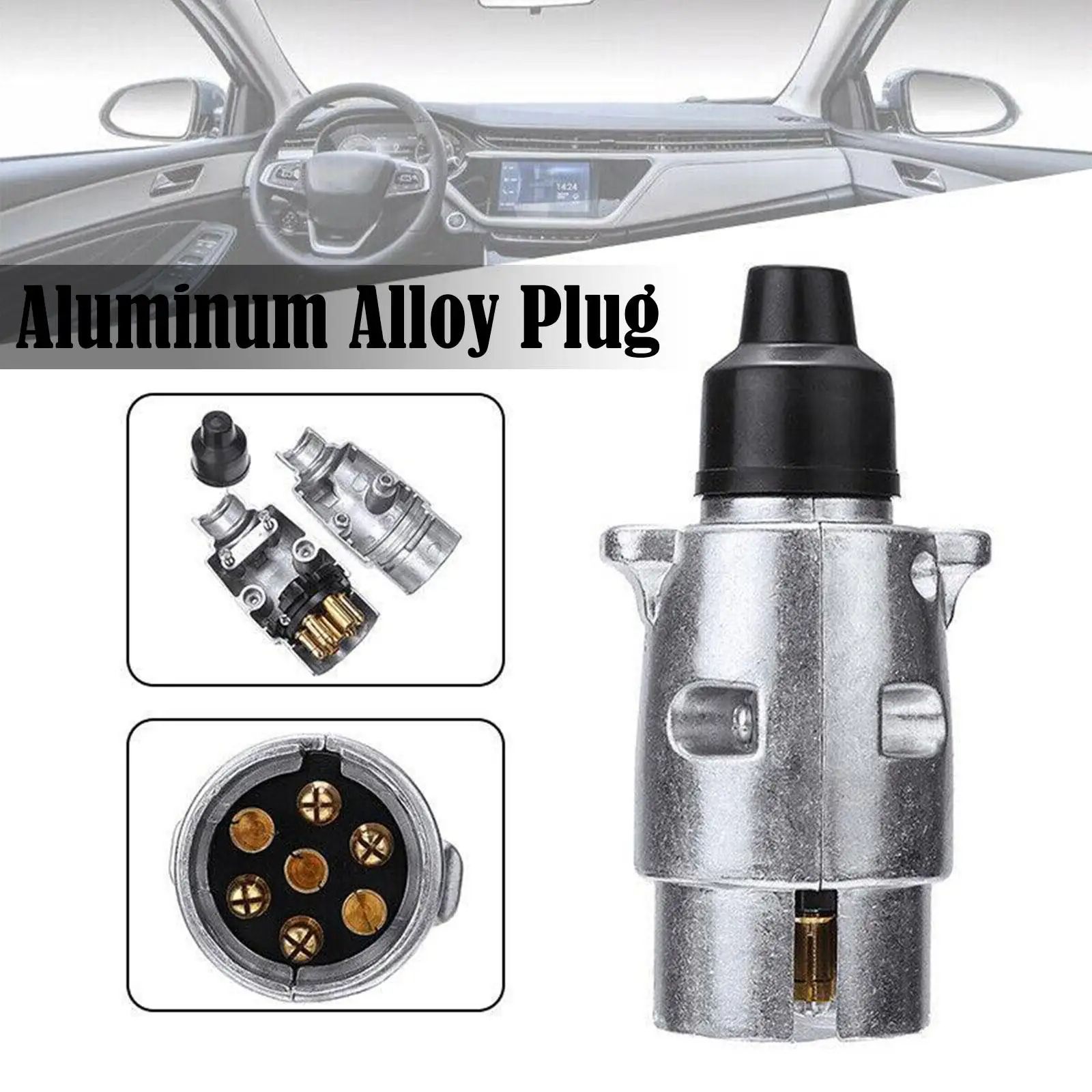 Heavy-Duty 7 Pin Trailer Plug - Durable 12V Trailer Connector for Truck & Towing Applications