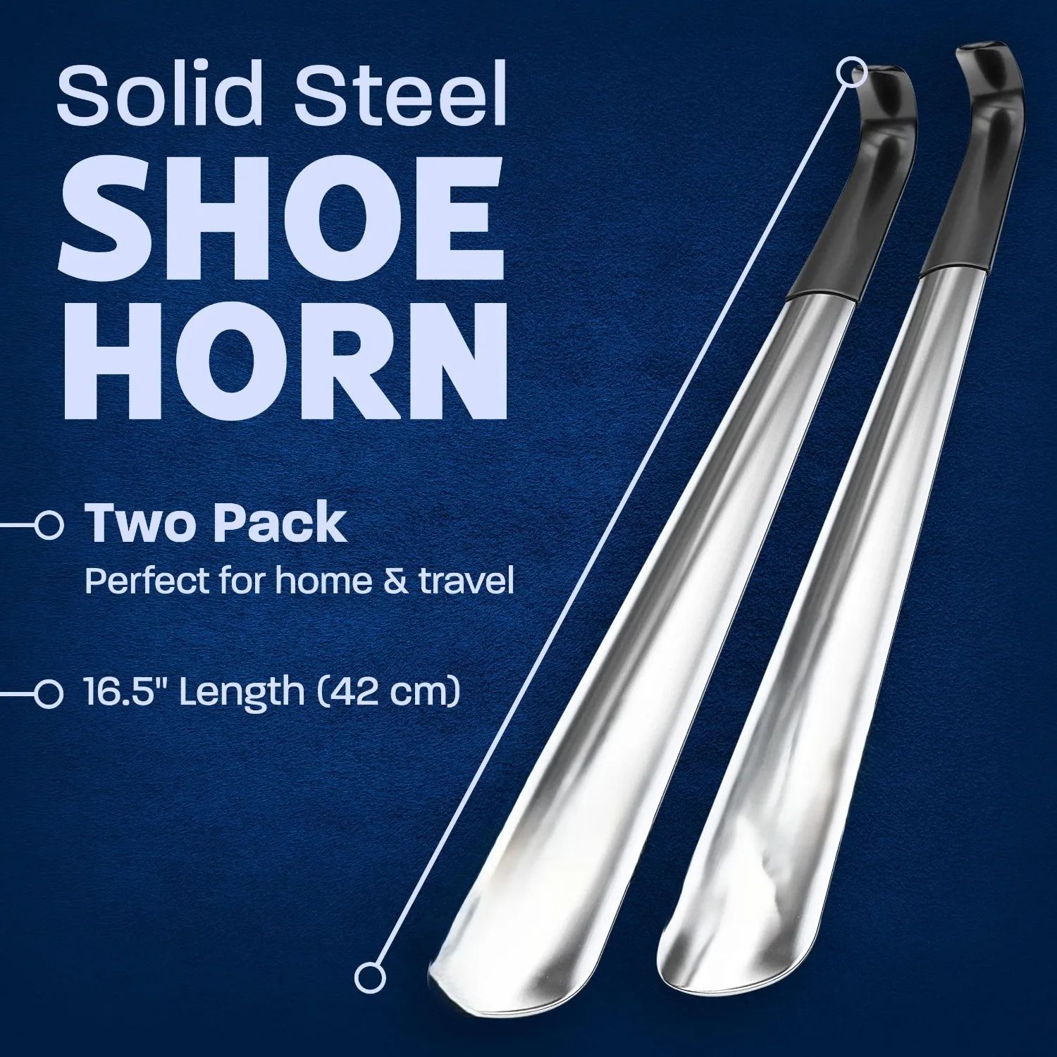 16.5in Long Handle Metal Shoe Horn – Durable Easy Slip-On Shoe Helper for Men & Women