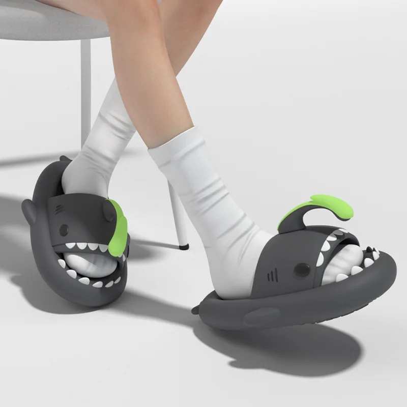 Men Luminous Christmas Shark Slippers, Pirate Milk Cow Sandals, Non-slip EVA Flip Flops, Adult Bathroom Shoes