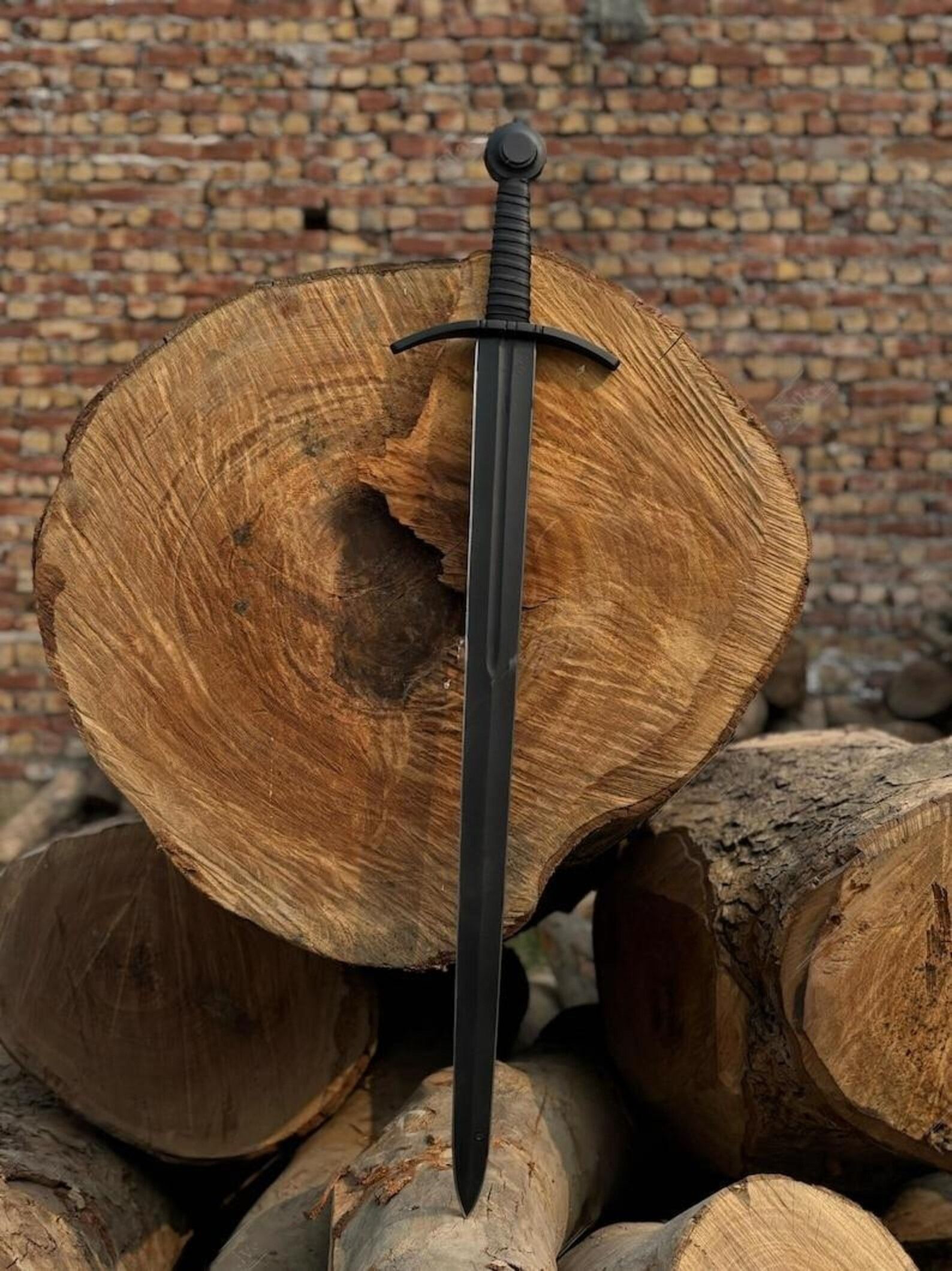 Custom Handmade Sword Carbon Steel Powder Coated Medieval Sword Double Edged