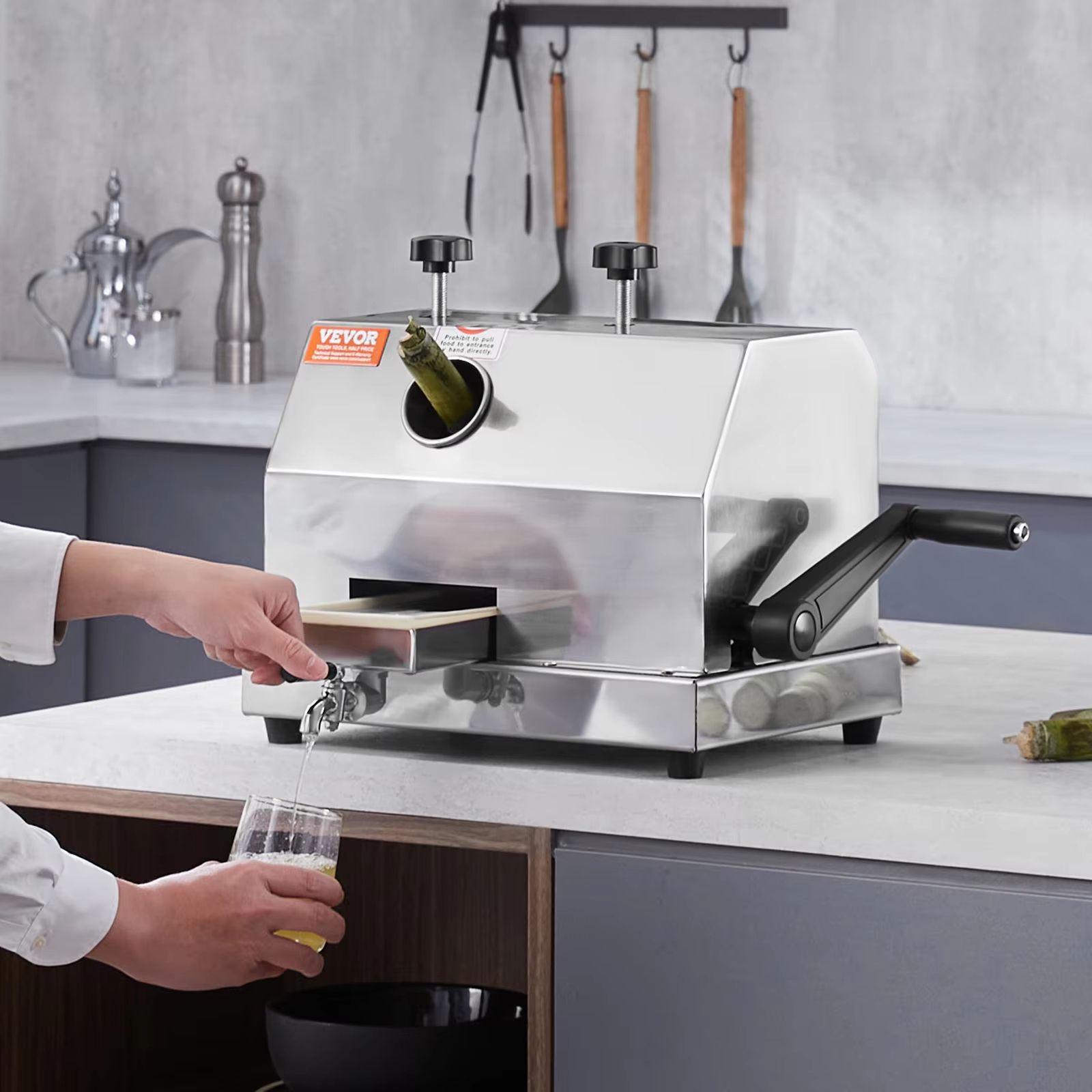 Commercial Sugar Cane Juicer Machine – High Output Stainless Steel Sugarcane Extractor with 3 Rollers and Large