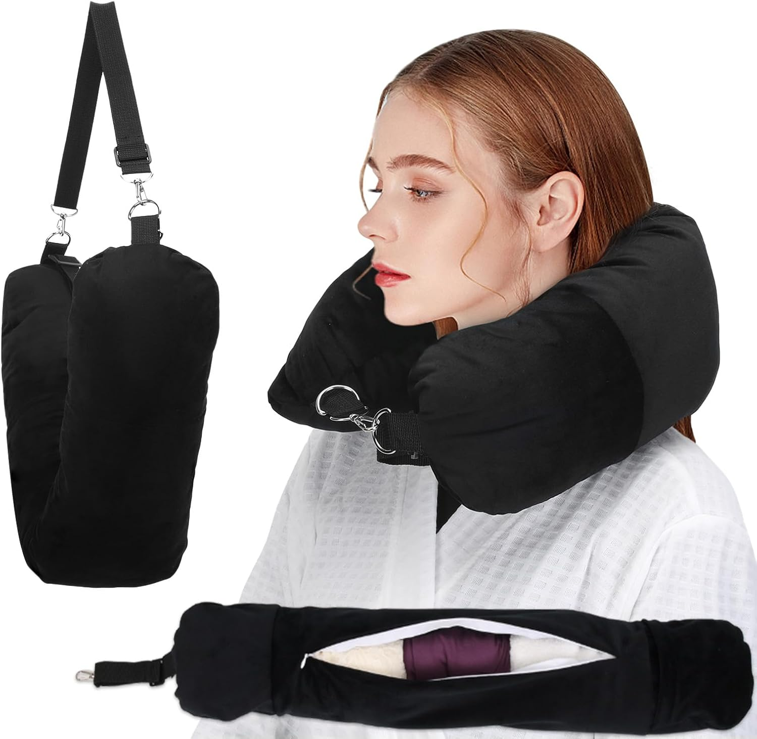 Premium Adjustable Memory Foam Travel Neck Pillow for Airplane, Car & Home Comfort