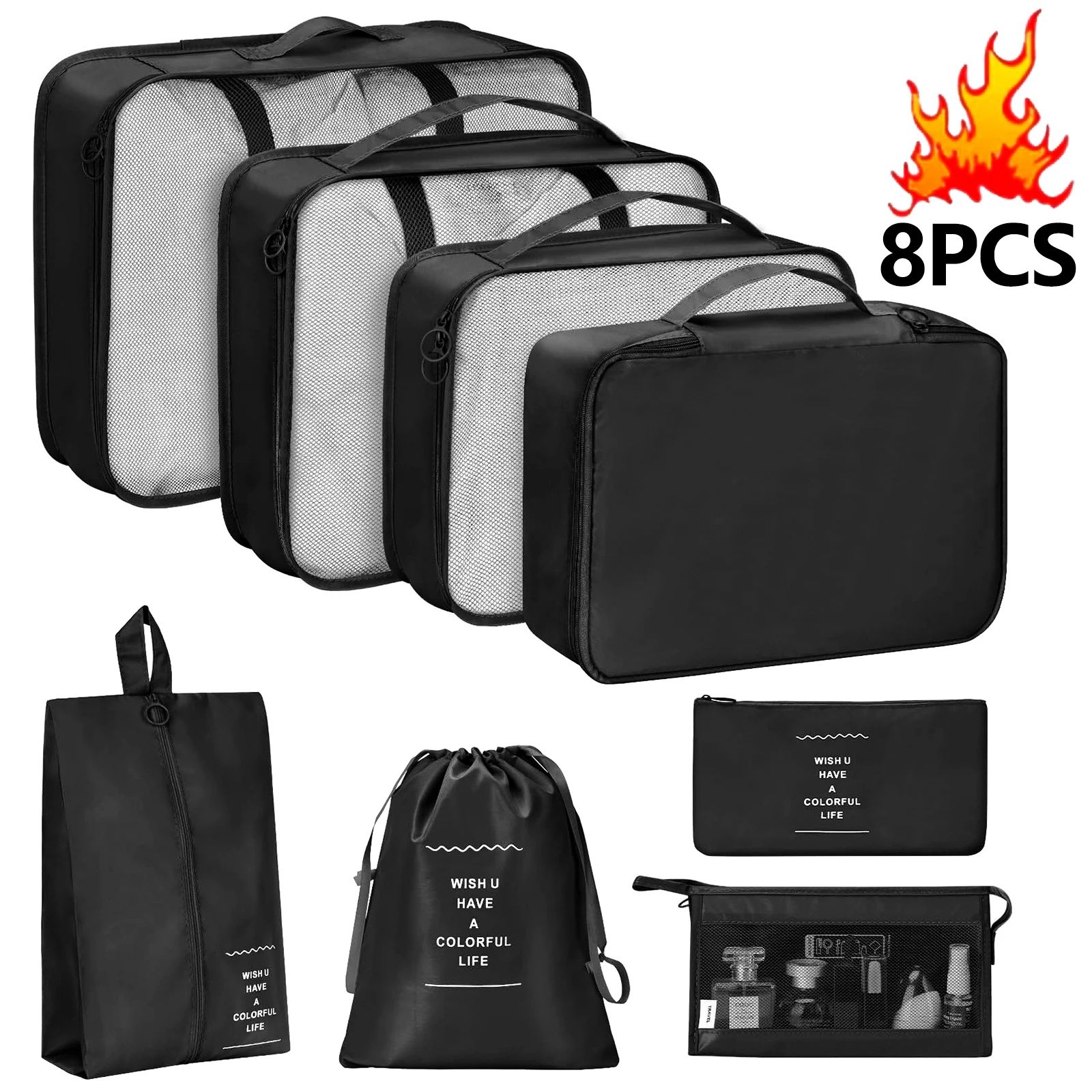 7 Piece Travel Packing Cubes Set