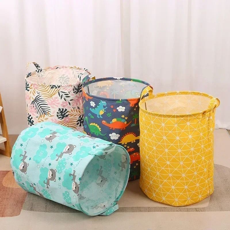 Foldable Cotton Linen Laundry Basket Large Storage Hamper for Clothes and Toys