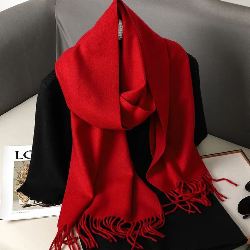 Luxe Winter Cashmere-Feel Women's Scarf Shawl with Tassels