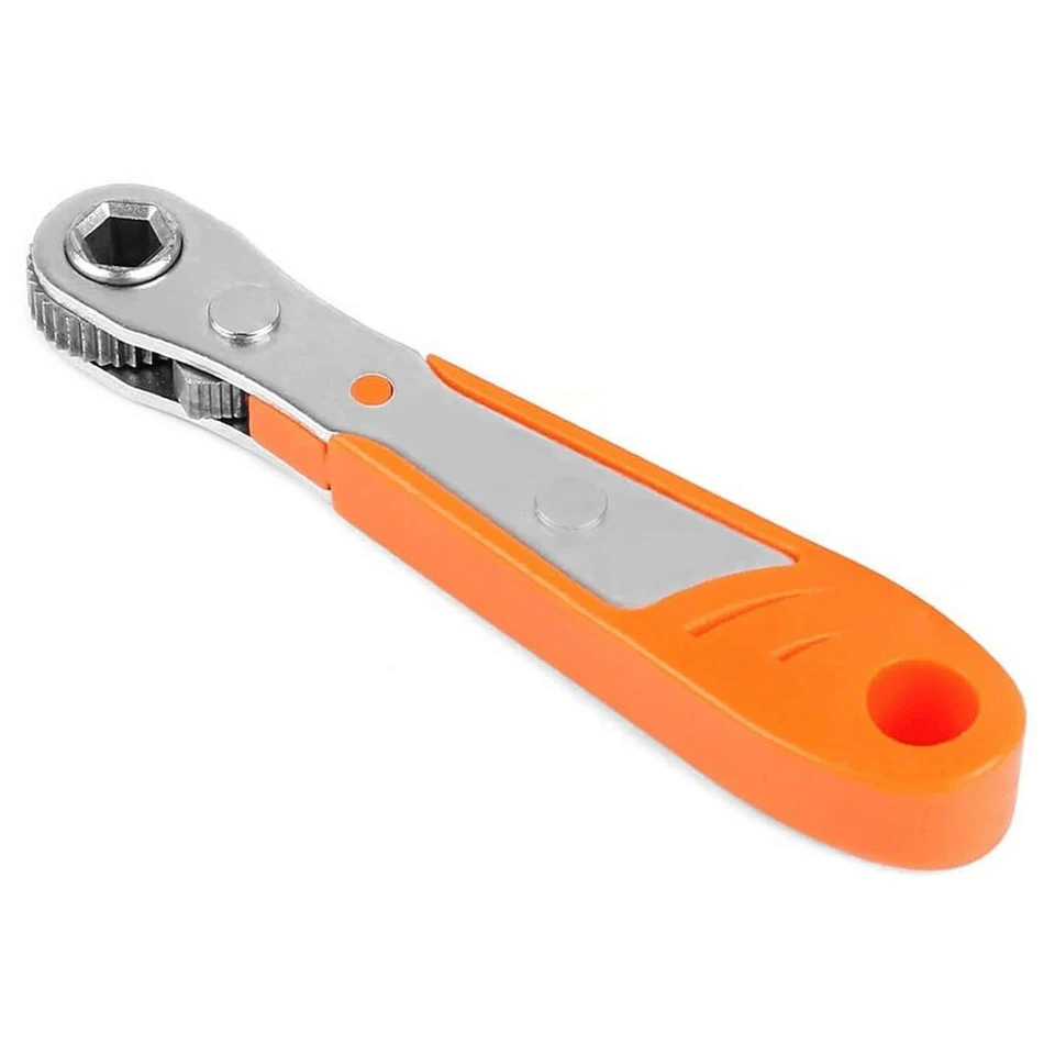 Compact Right Angle Ratcheting Screwdriver with Hex Drive Bit Set