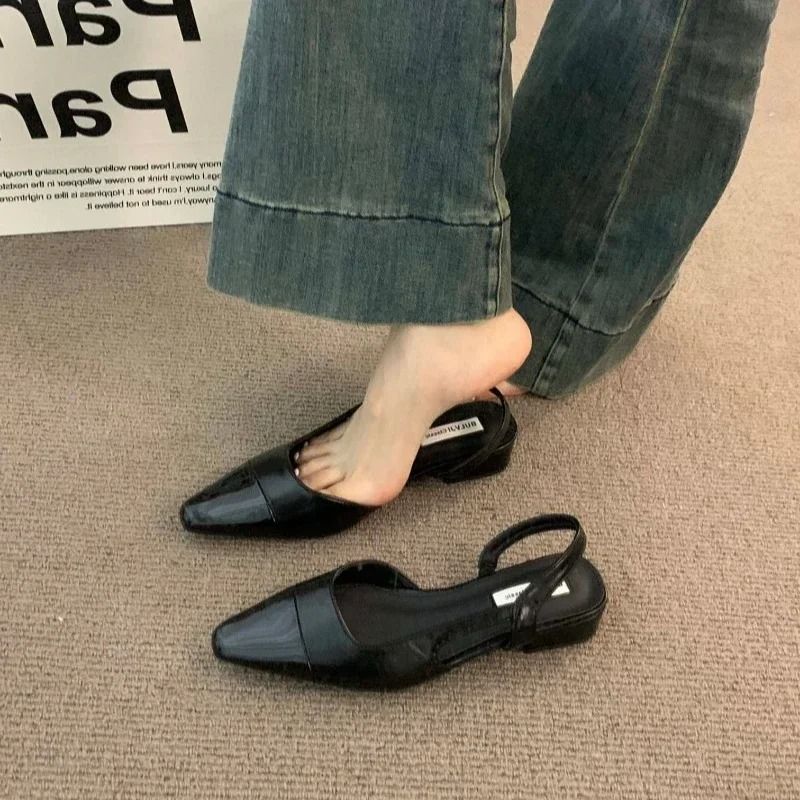 LuxeLine Pointed Toe Low Heel Summer Sandals