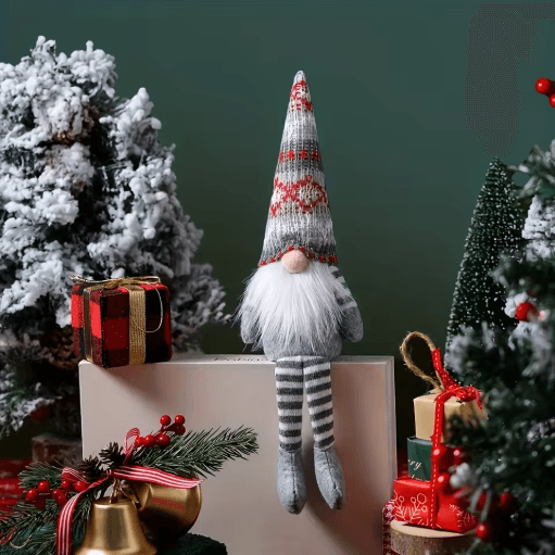 Nordic Christmas Gnome Plush Doll and Faceless Holiday Tabletop Decoration