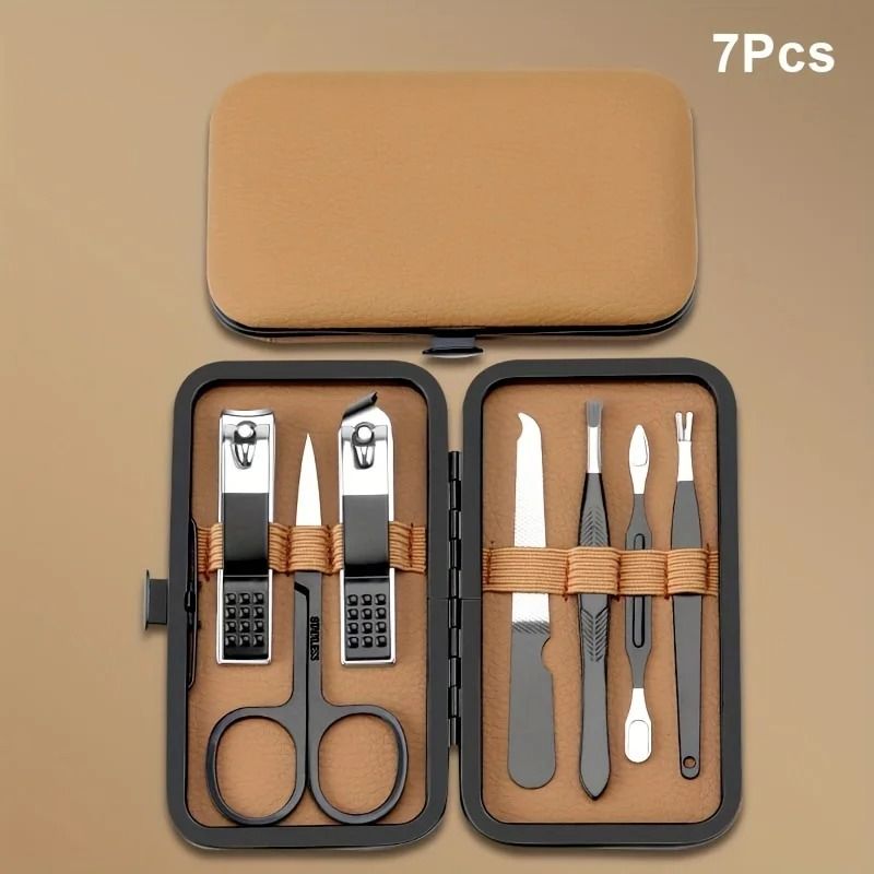 Professional Nail Care Tool Set with PU Leather Case Stainless Steel Clippers
