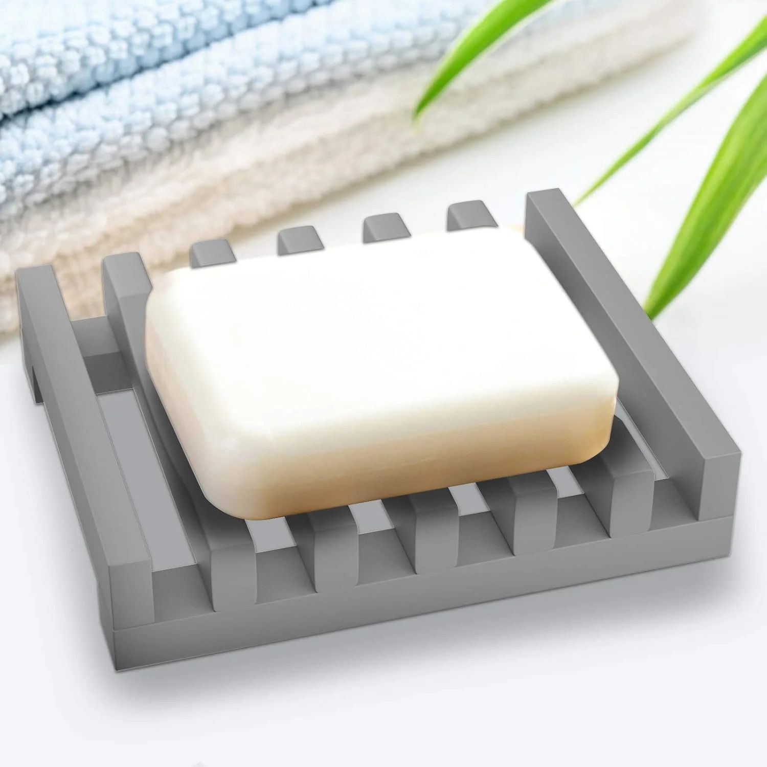 Silicone Self-Draining Soap Dish Tray, Non-Slip Soap Saver for Shower, Sink & Bathtub