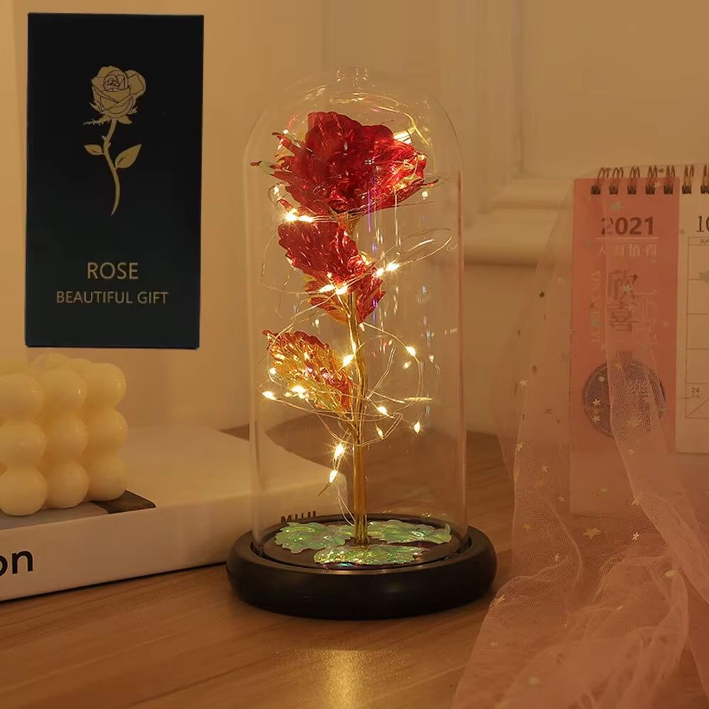LED Galaxy Rose in Glass Dome – Illuminated Eternal Flower Gift
