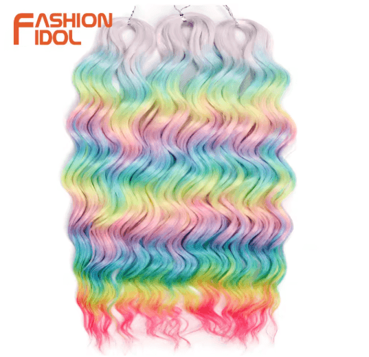 Anna Hair 24 Inch Loose Deep Wave Synthetic Crochet Braiding Hair Ombre Blonde Water Wave
