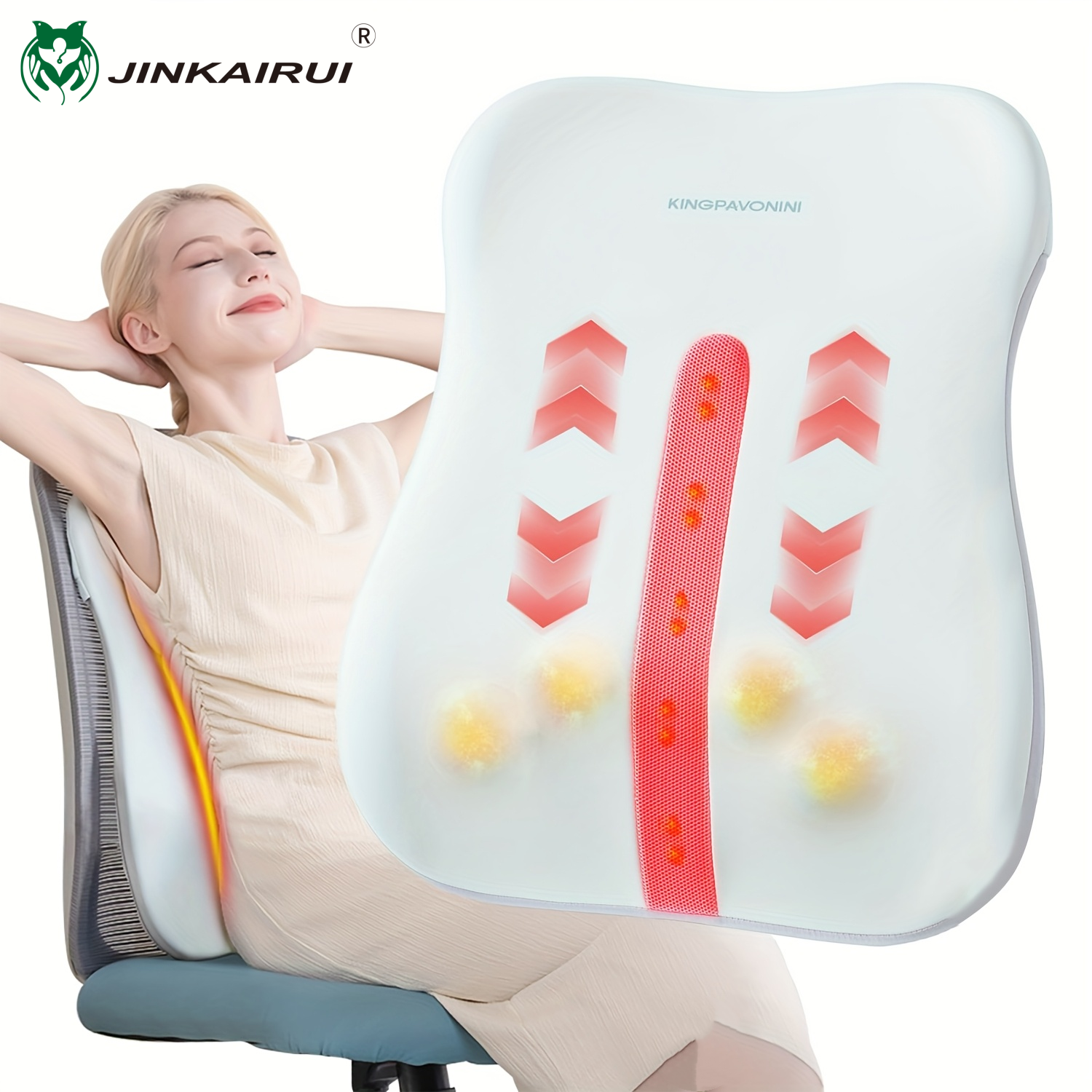 Portable Massage Cushion, Electric Back Massager With Heat, Cervical Waist Support, Deep Tissue Kneading