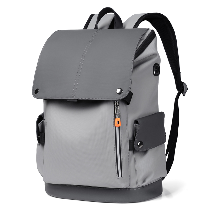 Waterproof PU Leather Mens Laptop Backpack with USB Charging
