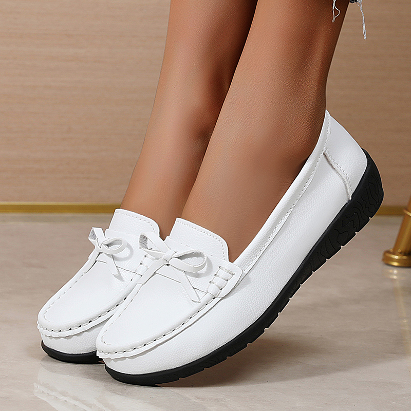 Genuine Leather Wedge Flats, Fashion Slip On Nurse Shoes, Comfortable Womens Moccasins
