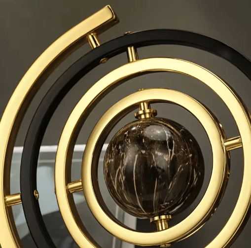 Modern Black & Gold Globe Sculpture – Elegant Abstract Globe Decor for Home & Office