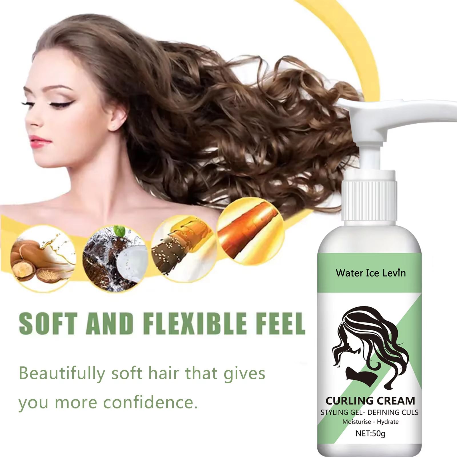 CurlDefine Moisturizing Curly Hair Styling Cream Shine Enhancer and Elasticity Booster
