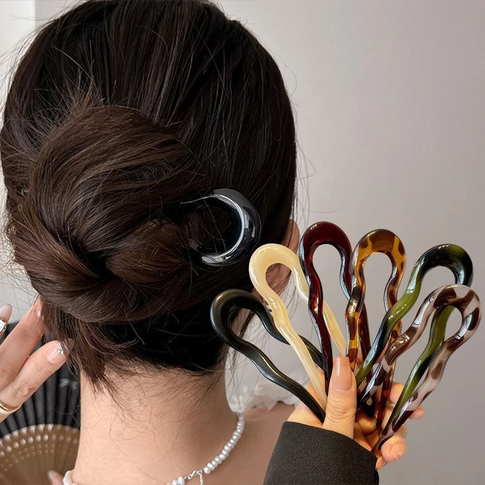 U Shaped Hair Fork Tortoiseshell Acetate Acrylic Hairpin