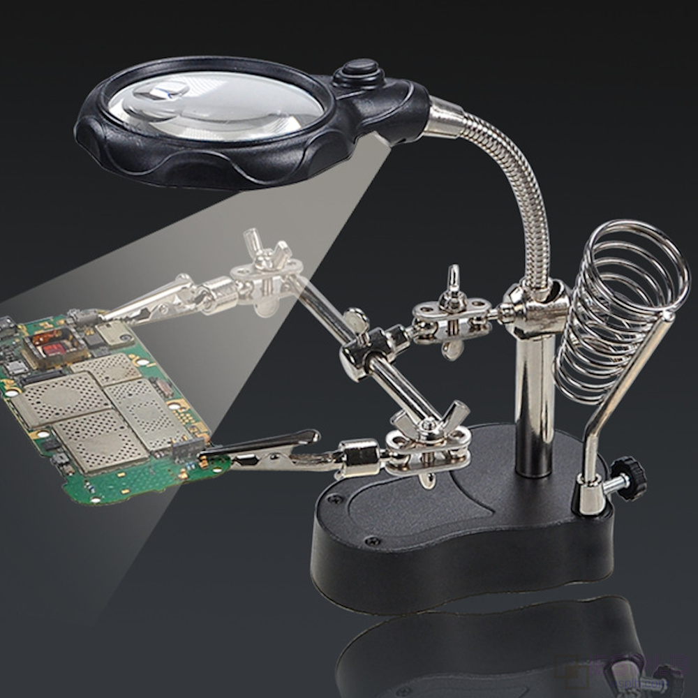 Precision Third Hand Soldering Stand with LED Magnifying Glass Adjustable Soldering Helping Hand Tool