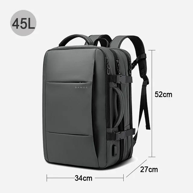 BANGE Expandable Men Backpack Waterproof 17.3 in Laptop Travel Bag