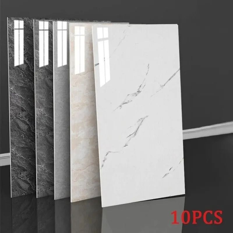 Self Adhesive Marble Tile Stickers 10pcs Waterproof Peel and Stick Wall and Floor Tiles for Kitchen and Bathroom