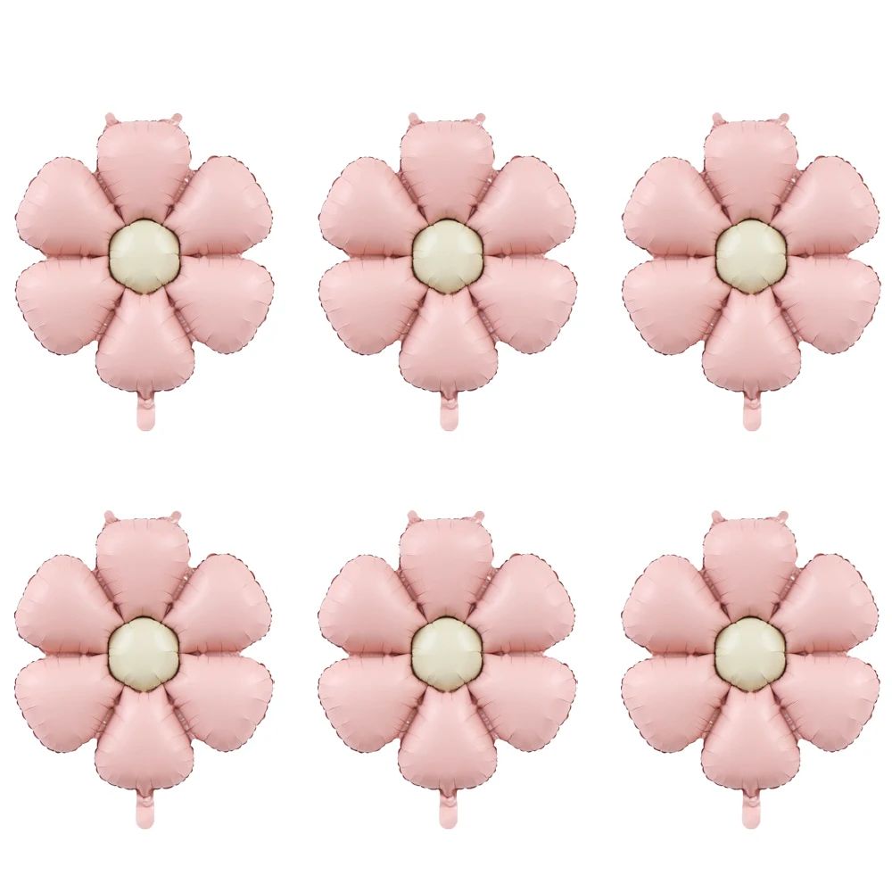 Matte Pink Daisy Foil Balloon Set, 6pcs Large Party Decor for Baby Shower & Birthdays