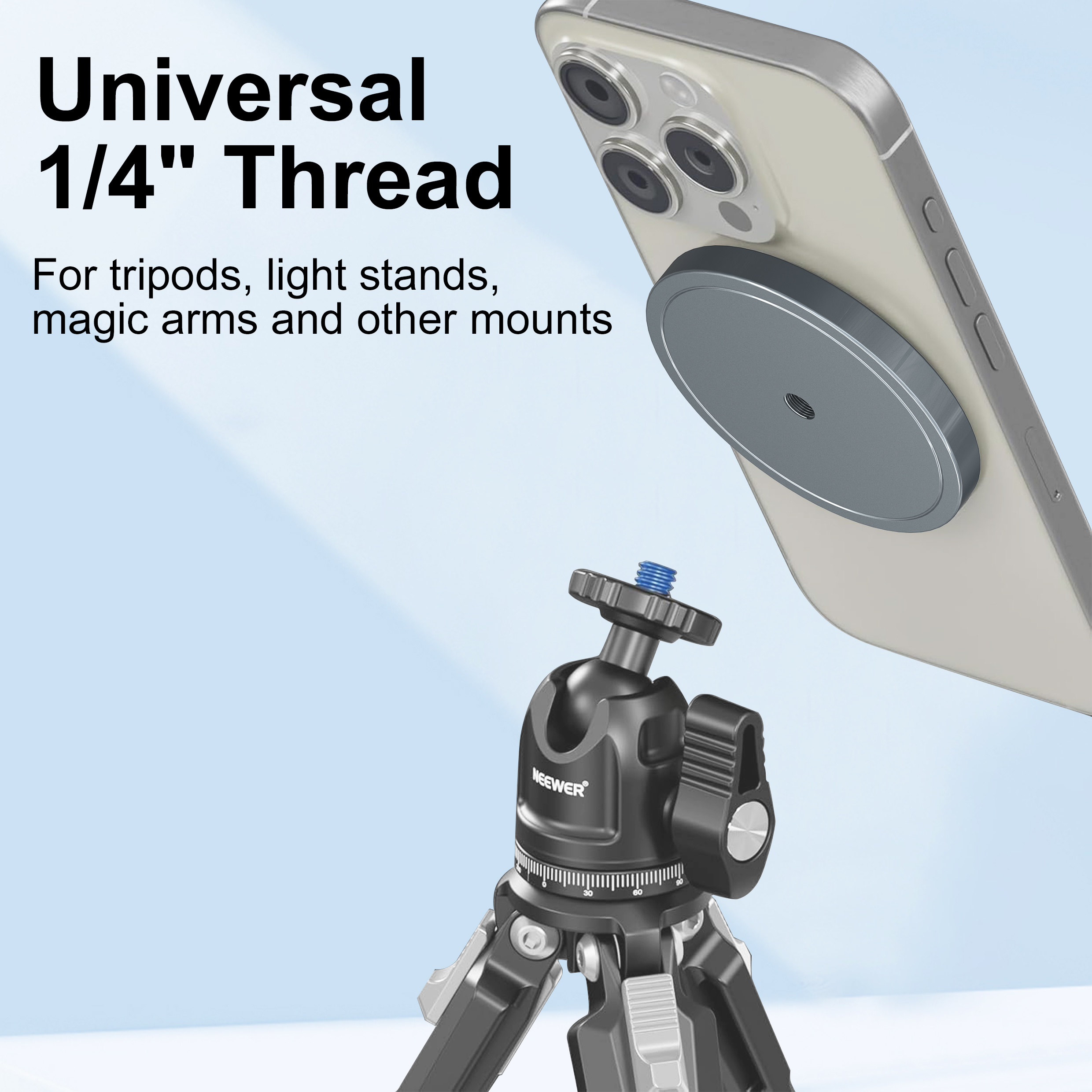 Mount for MagSafe, Magnetic Tripod Adapter for iPhone Max/Mini, Compact and Lightweight Case Cover