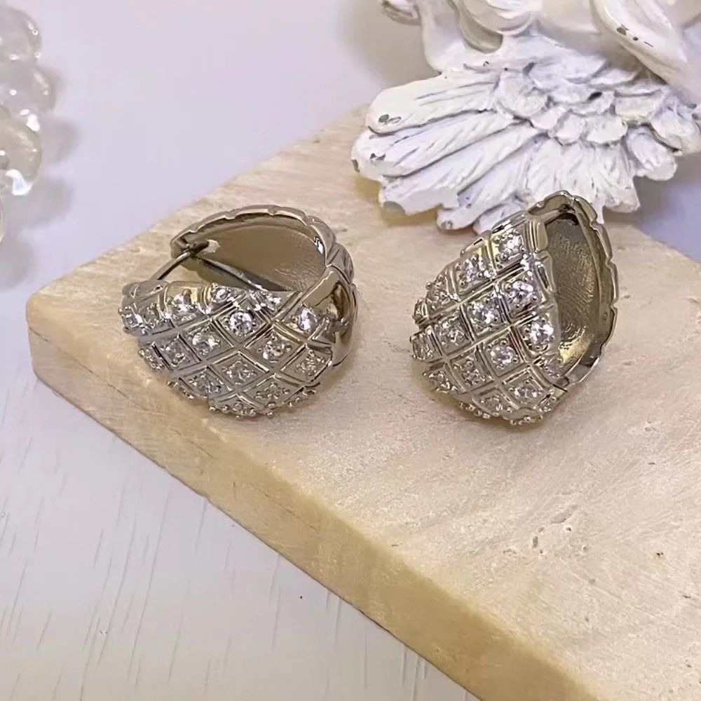 Retro X Stripe Water Drop Earrings Gold Korean Style Statement Earrings