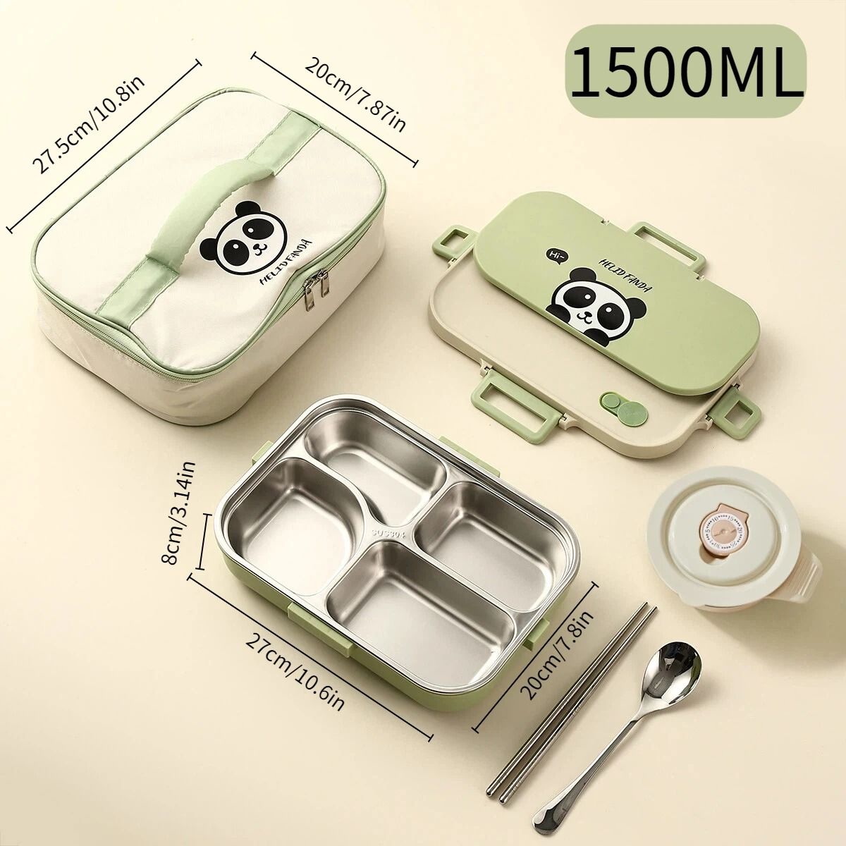 Stainless Steel Divided Lunch Container Large Capacity Bento Lunch Box Set