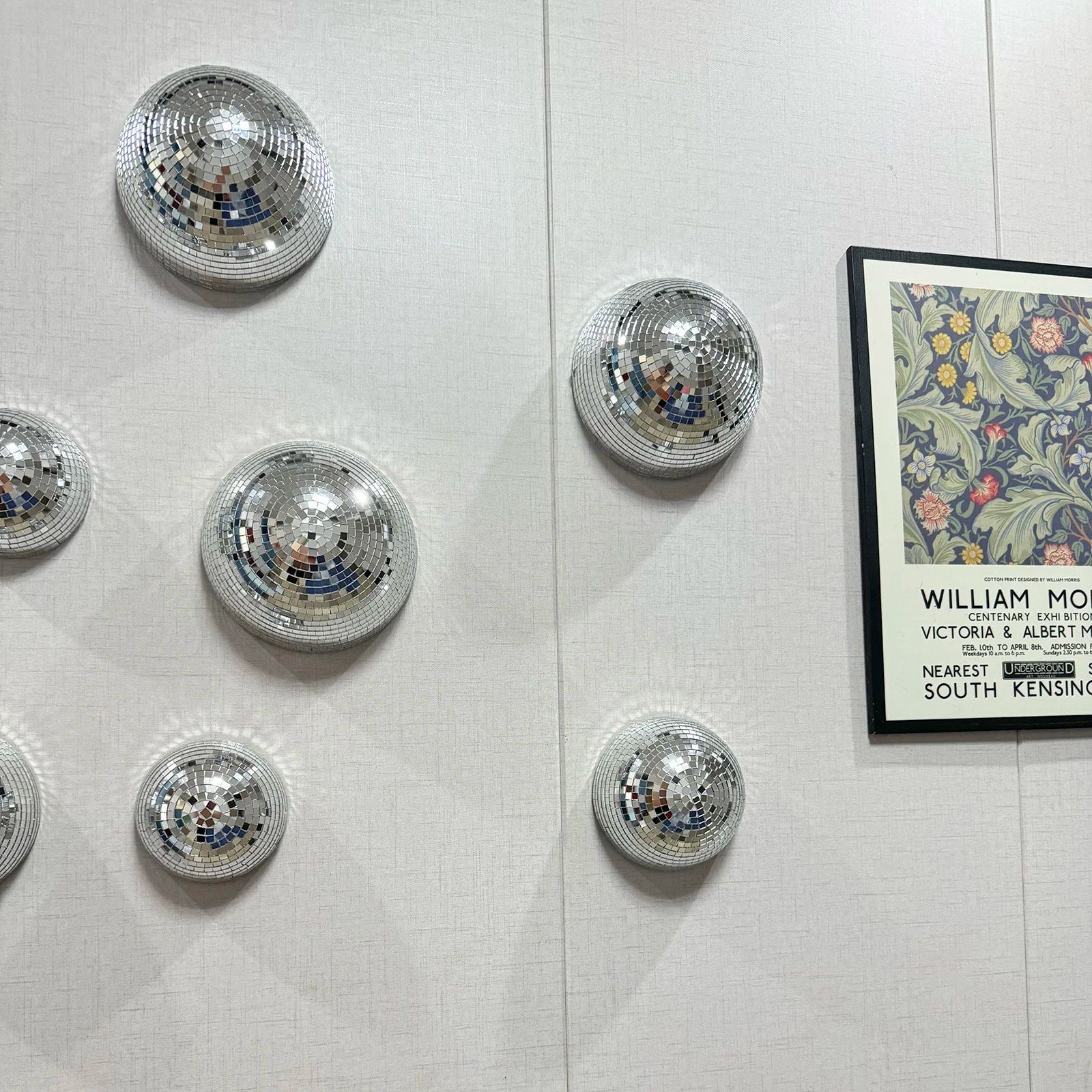 Half Disco Ball Wall Mirror Decor Metallic Reflective Art for Modern Interiors