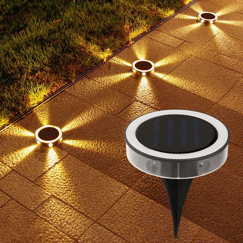 4 Pack Solar In-Ground LED Lights Waterproof 360 Degree Warm Glow for Garden and Yard Decor