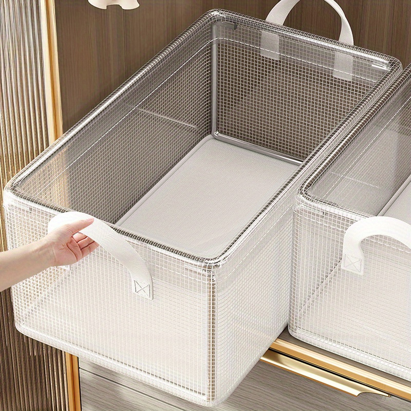 Transparent PVC Storage Box with Solid Steel Frame – Waterproof Underwear Basket for Home & Dorm Use