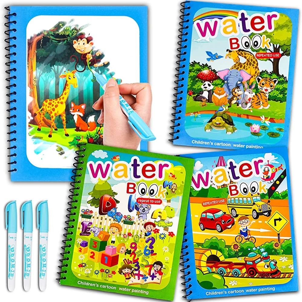 Reusable Magic Water Drawing Book, Montessori Sensory Toy for Toddlers, Educational Coloring Activity