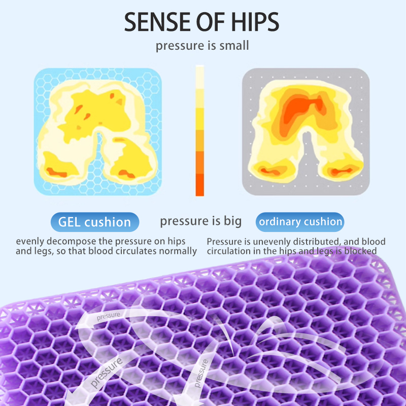 Summer Breathable Gel Seat Cushion, Home Office Wheelchair Chair Cars Honeycomb Design