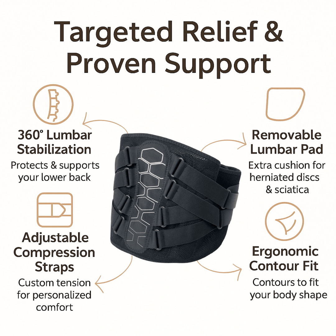 Back Brace for Lower Back Pain Relief, Sciatica & Herniated Disc Support