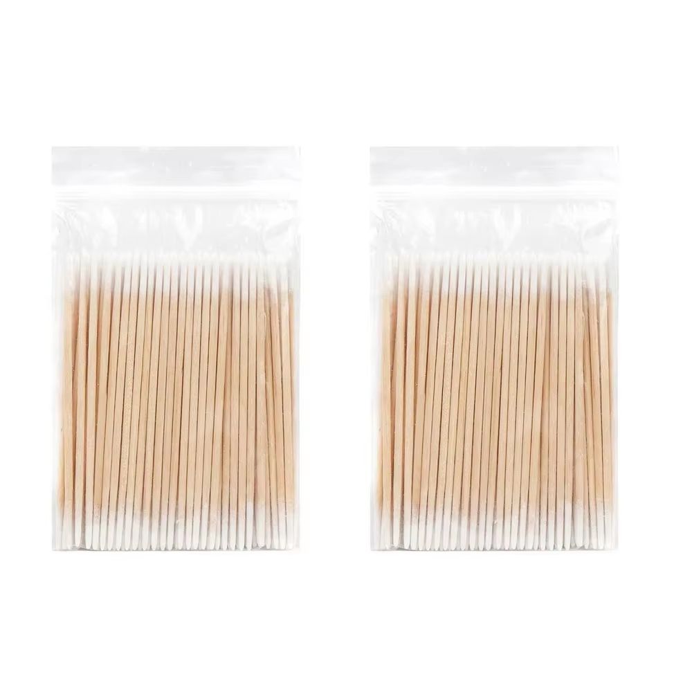 Disposable Ultra-Small Cotton Swab Brush Lint-Free Micro Wood Makeup Brushes and Eyelash Extension Glue Removing Tools