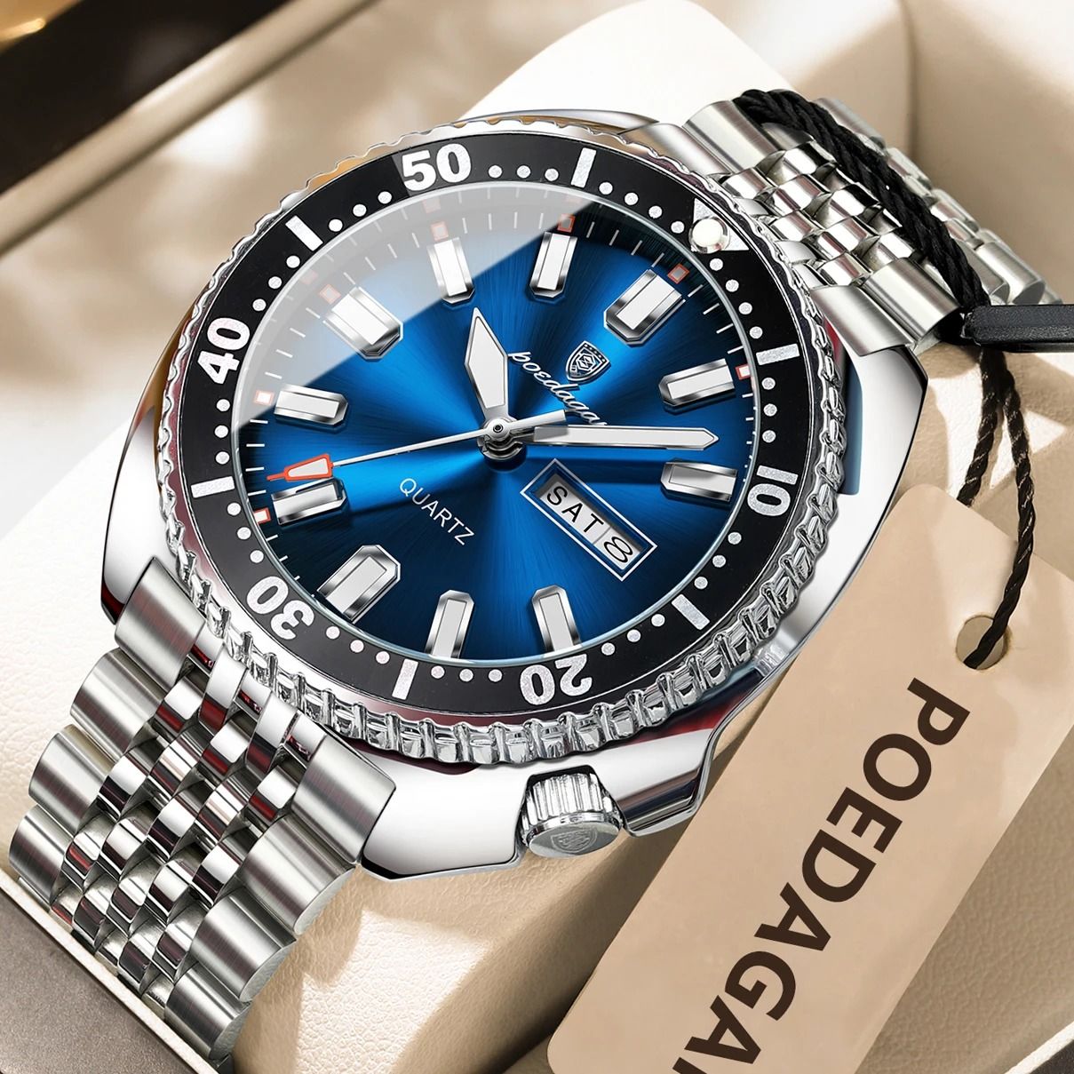 Poedagar Business Men Watch Waterproof Luminous Date Week