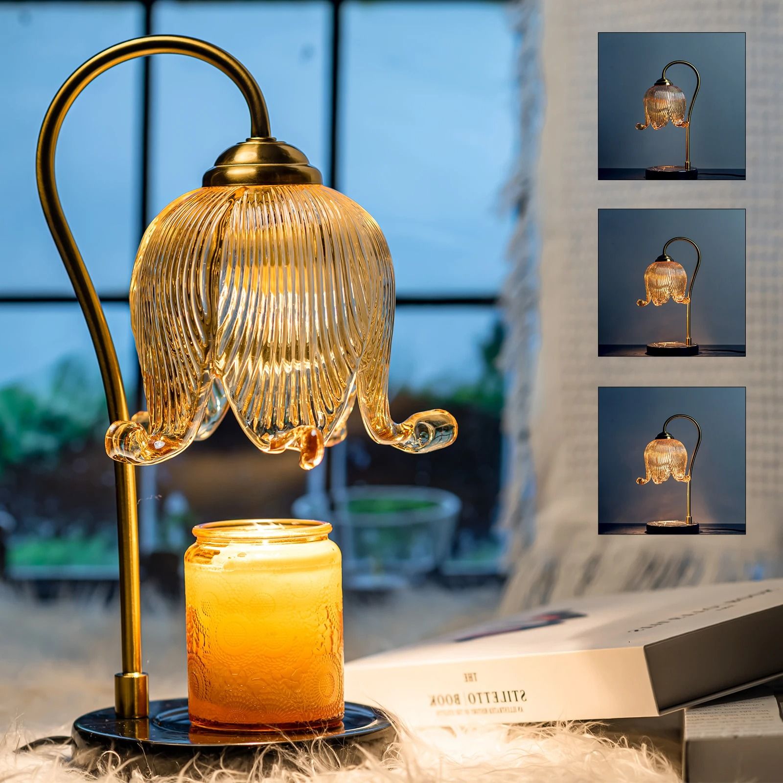 French Retro Tulip Flower Fragrance Table Lamp Bedside Candle Warmer Atmosphere Light